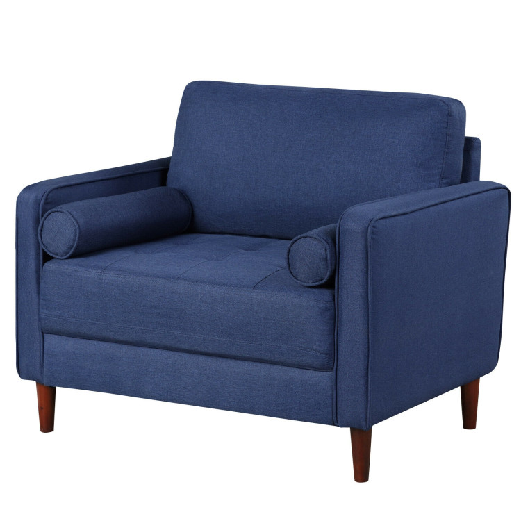 Accent Oversized Linen Club Armchair with Pillows and Rubber Wood LegsCostway Gallery View 4 of 12