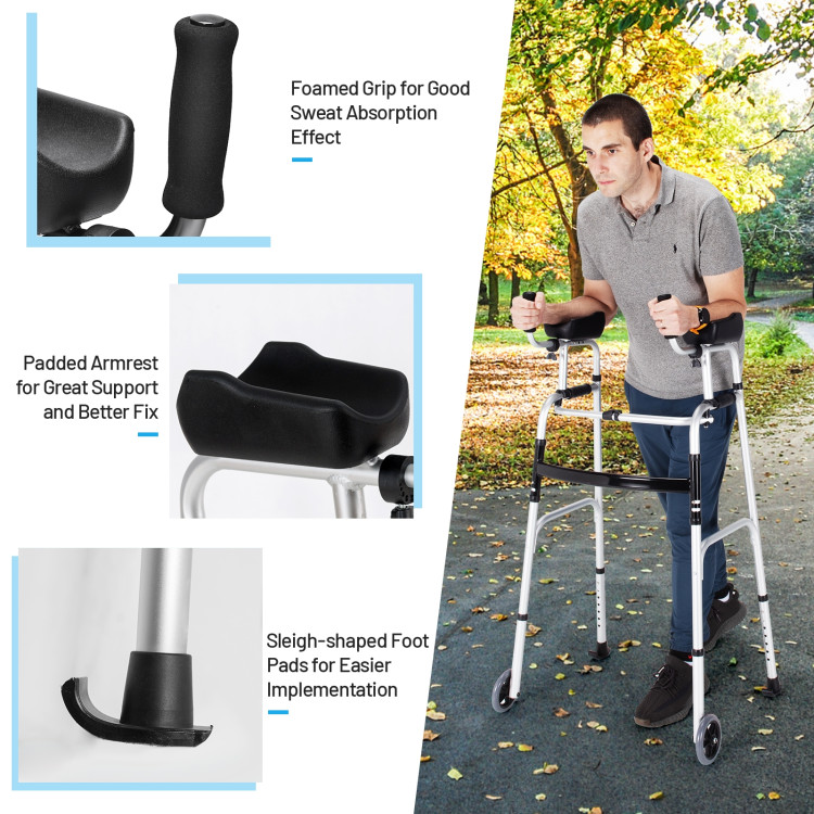 Folding Height Adjustable Walking Frame with Armrest SupportCostway Gallery View 10 of 11