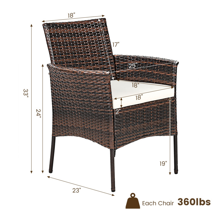 2 Pieces Outdoor PE Rattan Armchairs with Removable CushionsCostway Gallery View 4 of 11