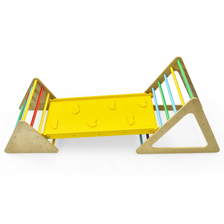 3 in 1 Wooden Set of 2 Triangle Climber with Ramp for SlidCostway Gallery View 8 of 12