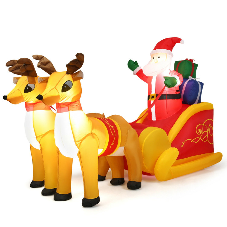 7.5 Feet Waterproof Outdoor Inflatable Santa with Double Deer and SledCostway Gallery View 10 of 12