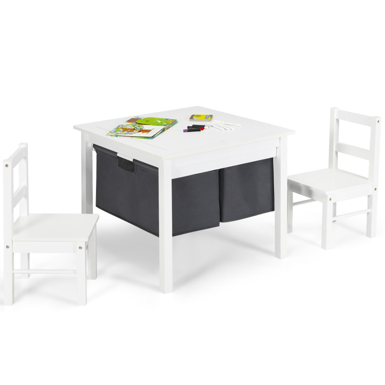 2-in-1 Kids Activity Table and 2 Chairs Set with Storage Building Block Table-WhiteCostway Gallery View 9 of 12