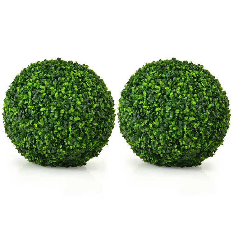 2 Pieces 15.7 Inch Artificial Boxwood Topiary UV Protected Indoor Outdoor BallsCostway Gallery View 1 of 12
