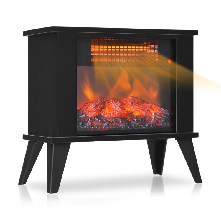 14 Inch Portable Electric Fireplace Heater with Realistic Flame Effect-BlackCostway Gallery View 7 of 12