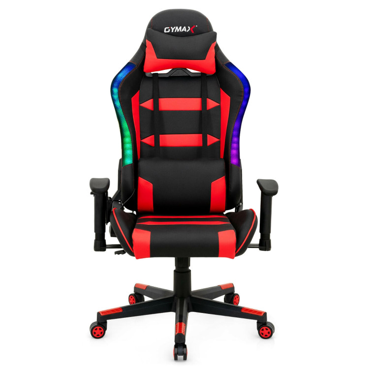 Adjustable Swivel Gaming Chair with LED Lights and Remote-RedCostway Gallery View 9 of 13