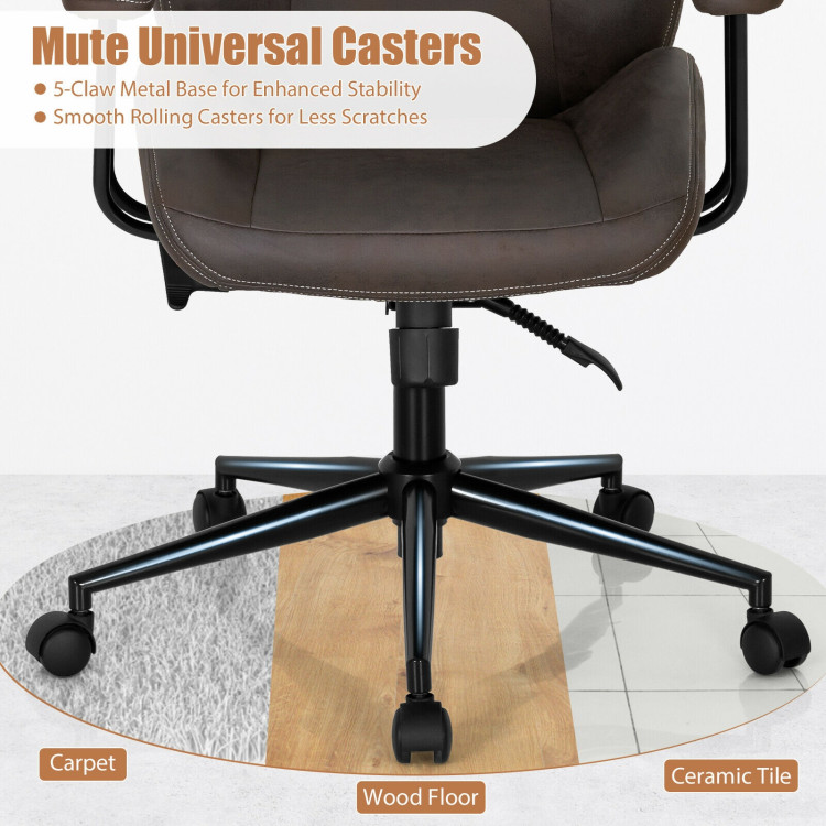 High Adjustable Back Executive Office Chair with Armrest-BrownCostway Gallery View 12 of 12