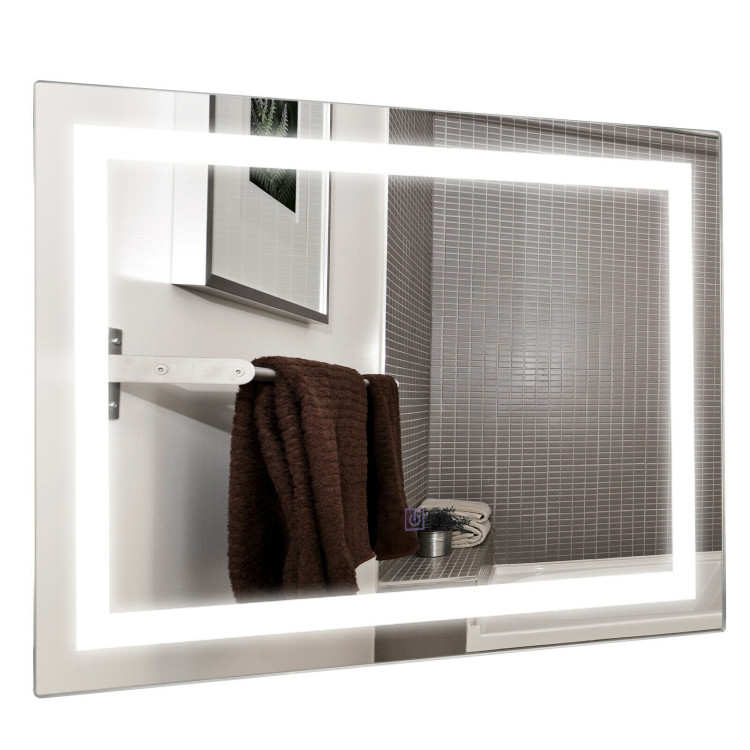 27.5 Inch LED Wall-Mounted Rect Bathroom Mirror with TouchCostway Gallery View 9 of 13