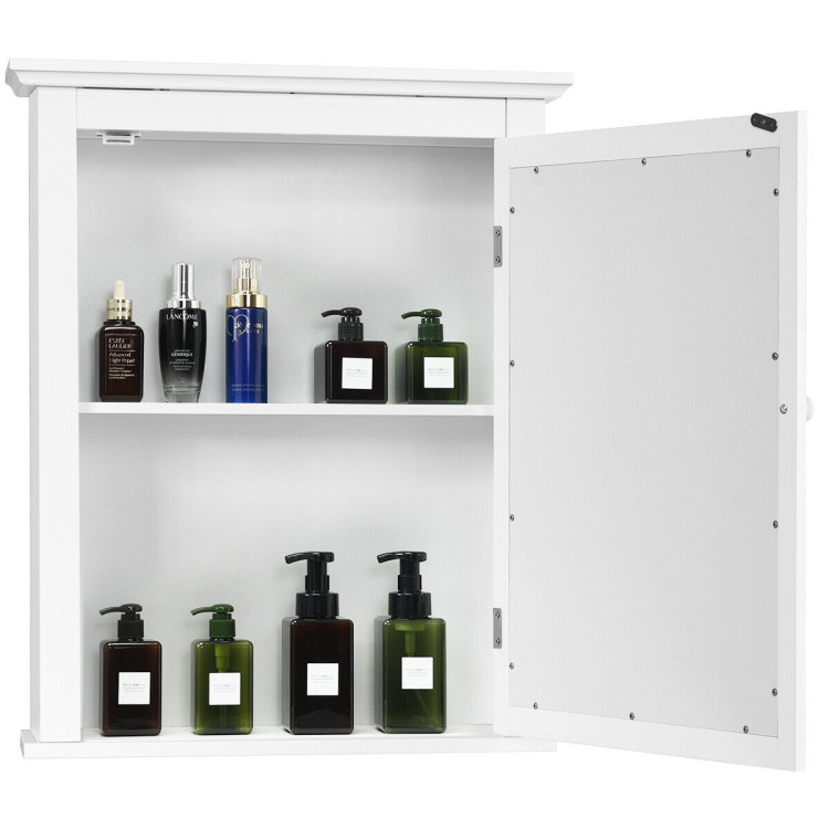 Bathroom Mirror Cabinet Wall Mounted Adjustable Shelf Medicine Storage-WhiteCostway Gallery View 10 of 13