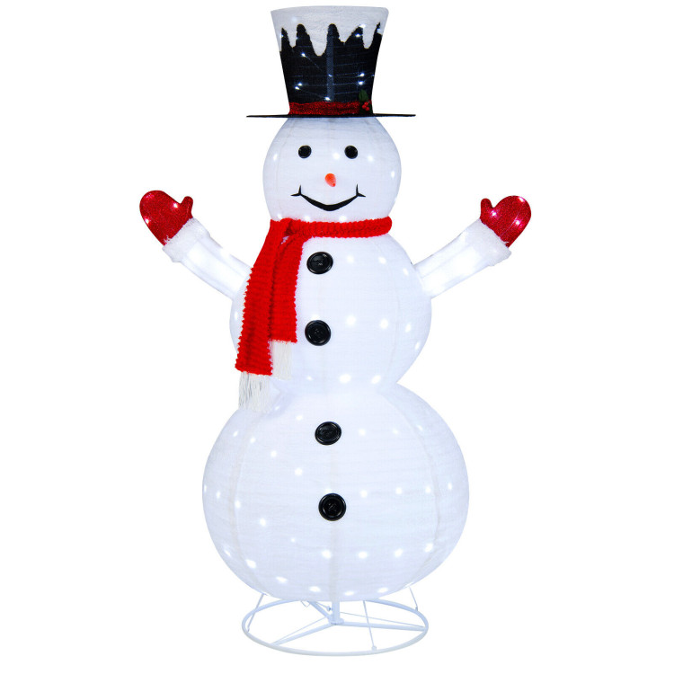 6 Feet Lighted Snowman with Top Hat and Red Scarf-WhiteCostway Gallery View 1 of 12