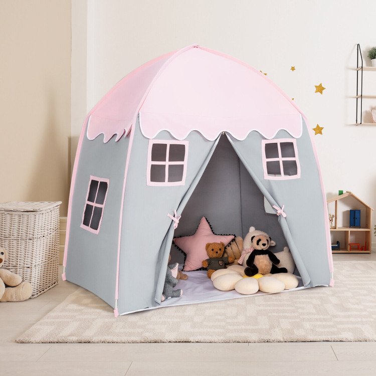 Portable Indoor Kids Play Castle Tent-PinkCostway Gallery View 6 of 11