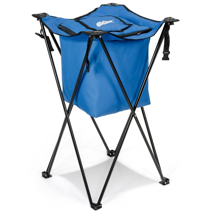 Portable Tub Cooler with Folding Stand and Carry Bag-BlueCostway Gallery View 3 of 10