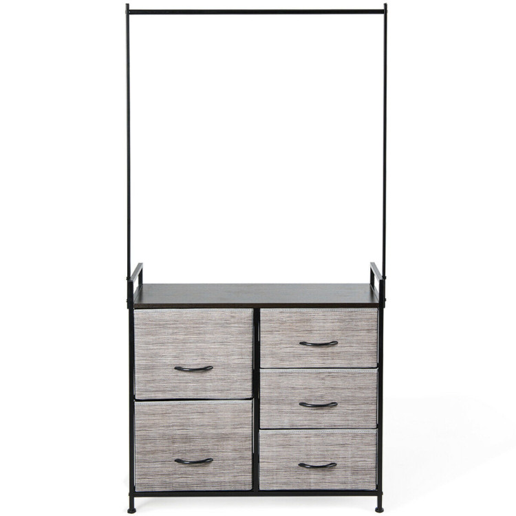 5 Fabric Drawers Dresser with Metal Frame and Wooden TopCostway Gallery View 12 of 12