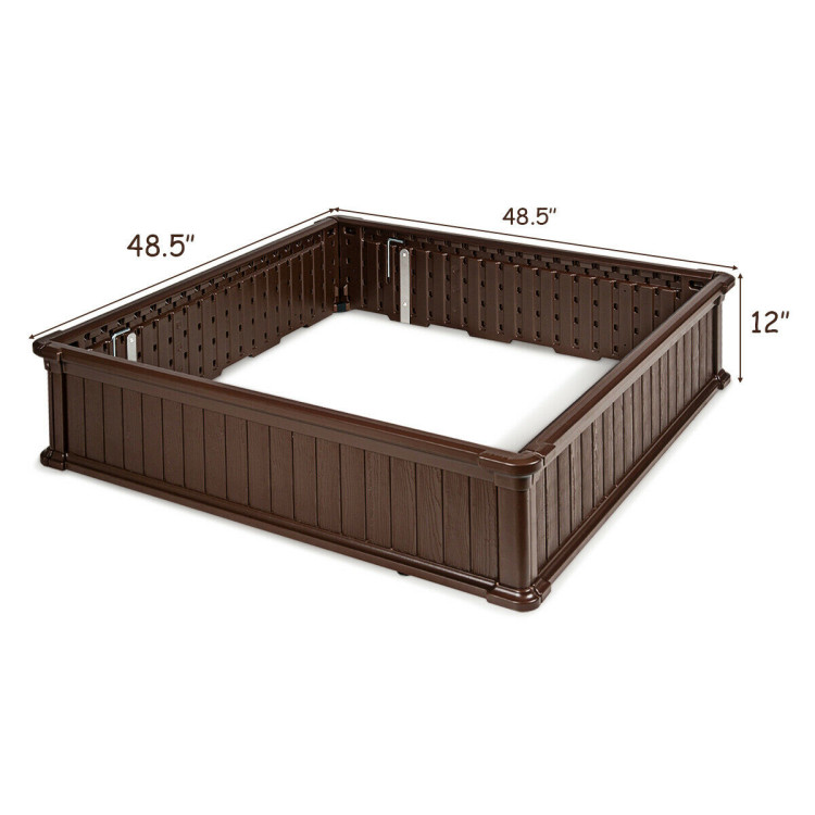 48 Inch Raised Garden Bed Planter for Flower Vegetables Patio-BrownCostway Gallery View 4 of 12