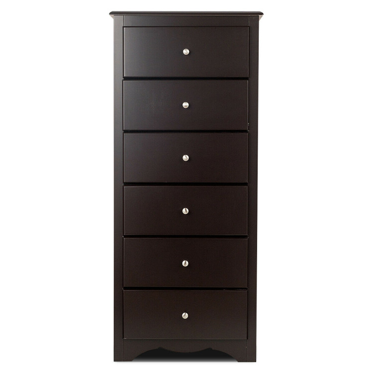 6 Drawers Chest Dresser Clothes Storage Bedroom Furniture Cabinet-BrownCostway Gallery View 9 of 12