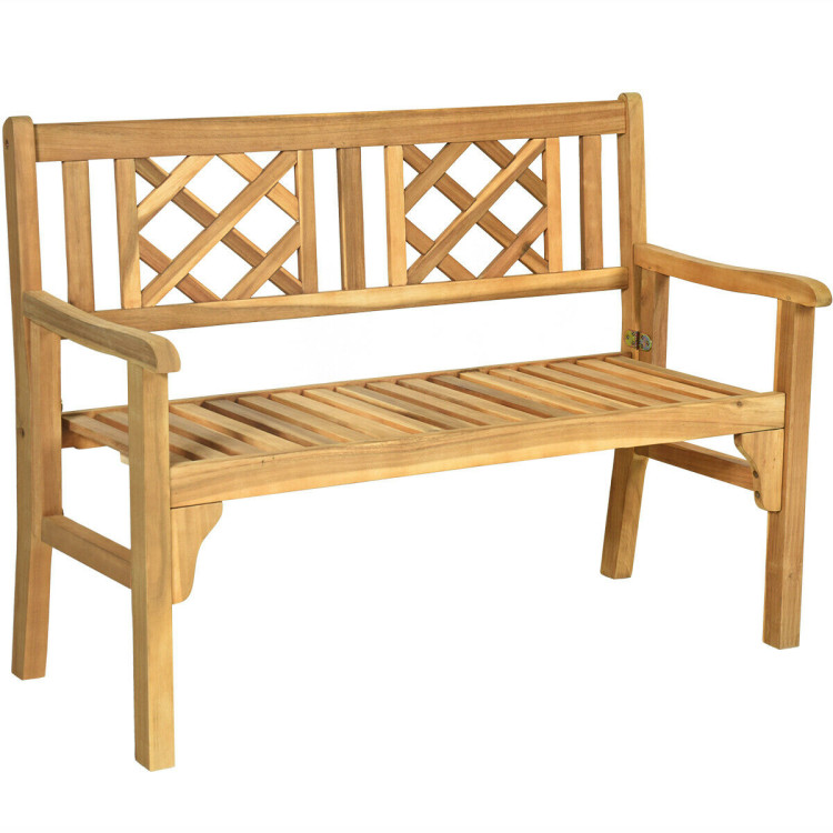 Patio Foldable Bench with Curved Backrest and ArmrestCostway Gallery View 1 of 12
