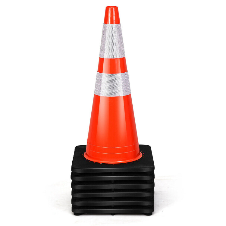 Costway 6Pcs PVC Traffic Safety Cones 28'' Fluorescent Reflective Road  Parking Cones