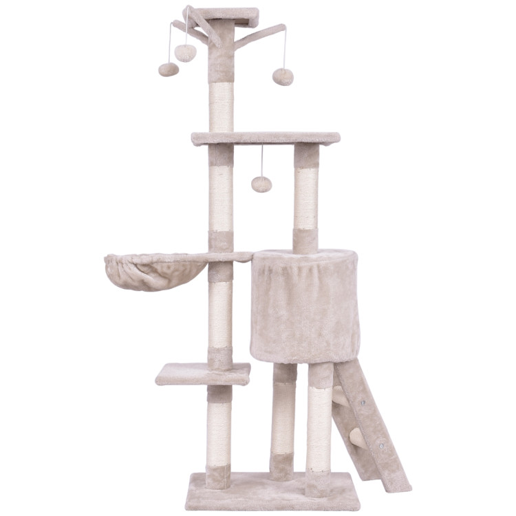 56 Inch Condo Scratching Posts Ladder Cat Play TreeCostway Gallery View 4 of 14