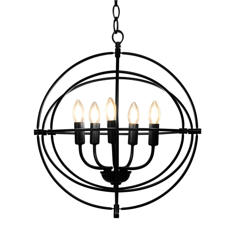 20 Inch 5 Lights Metal Chandelier with Pivoting Interlocking RingsCostway Gallery View 1 of 13