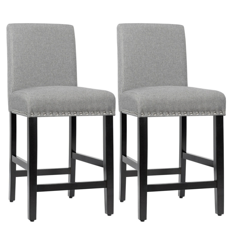 25 Inch Kitchen Chairs with Rubber Wood Legs-GrayCostway Gallery View 1 of 12