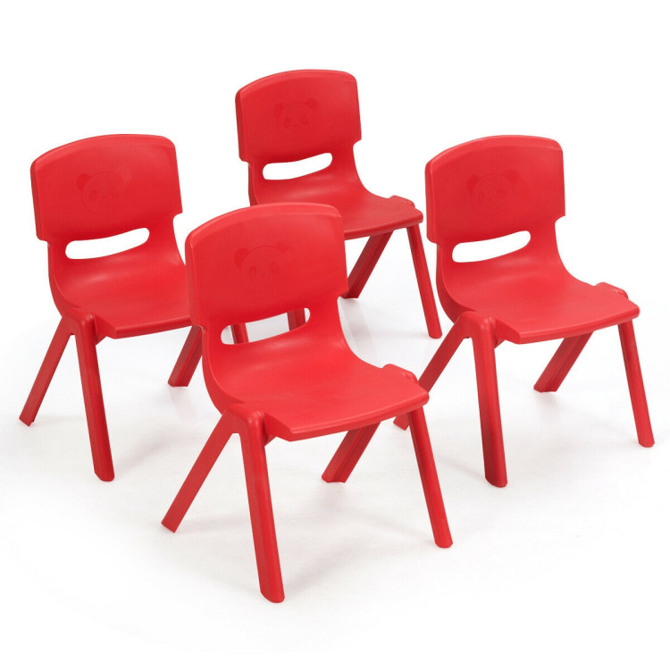 4-pack Kids Plastic Stackable Classroom Chairs-RedCostway Gallery View 1 of 12