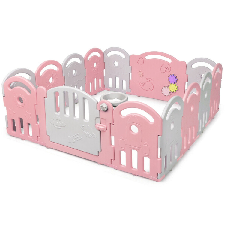 14-Panel Baby Playpen with Music Box & Basketball Hoop - Gallery View 1 of 12