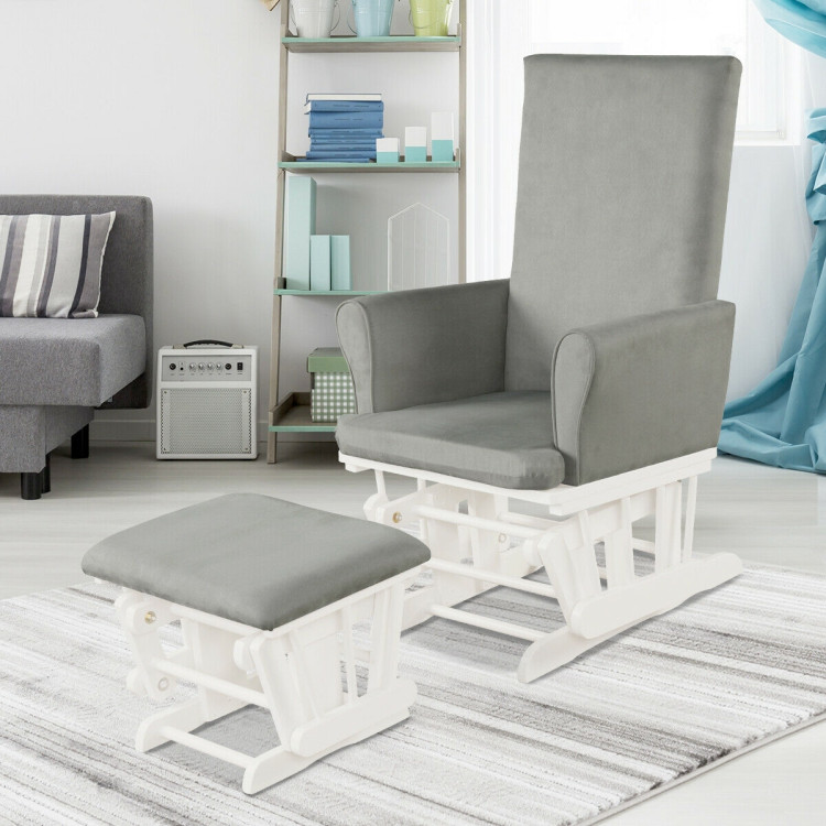 Baby Nursery Relax Rocker Rocking Chair Glider and Ottoman Cushion Set-GrayCostway Gallery View 1 of 11