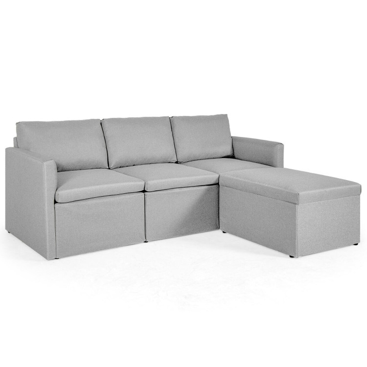 Convertible L-Shaped Sectional Sofa Couch with Reversible Chaise-Light Gray - Gallery View 1 of 12