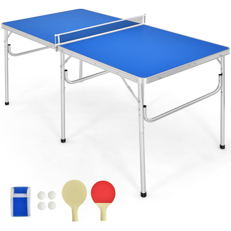60 Inch Portable Tennis Ping Pong Folding Table with Accessories-BlueCostway Gallery View 1 of 12