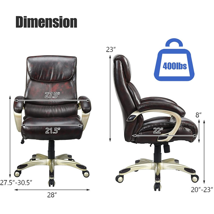 Adjustable Executive Office Recliner Chair with High Back and Lumbar Support-BrownCostway Gallery View 4 of 11