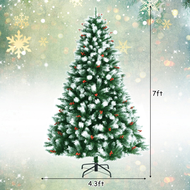 Artificial PVC Christmas Tree with Branch Tips and Metal Stand - Costway