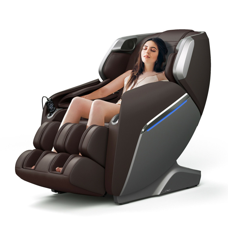 Full Body Zero Gravity Massage Chair with SL Track Voice Control Heat-BrownCostway Gallery View 6 of 12