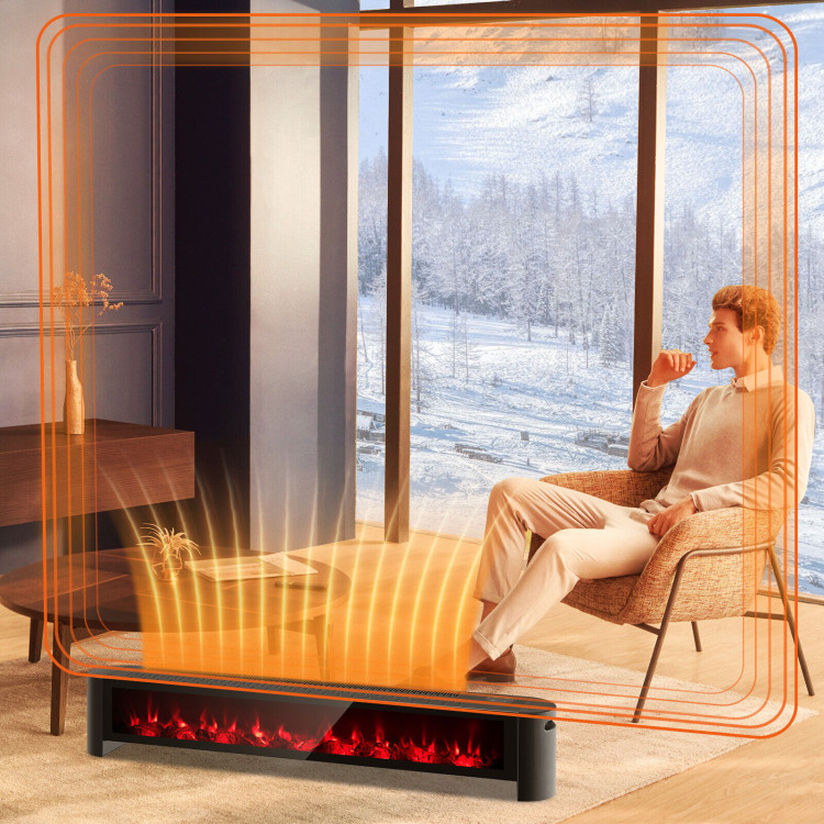 1400W Electric Baseboard Heater with Realistic Multicolor Flame-BlackCostway Gallery View 1 of 11