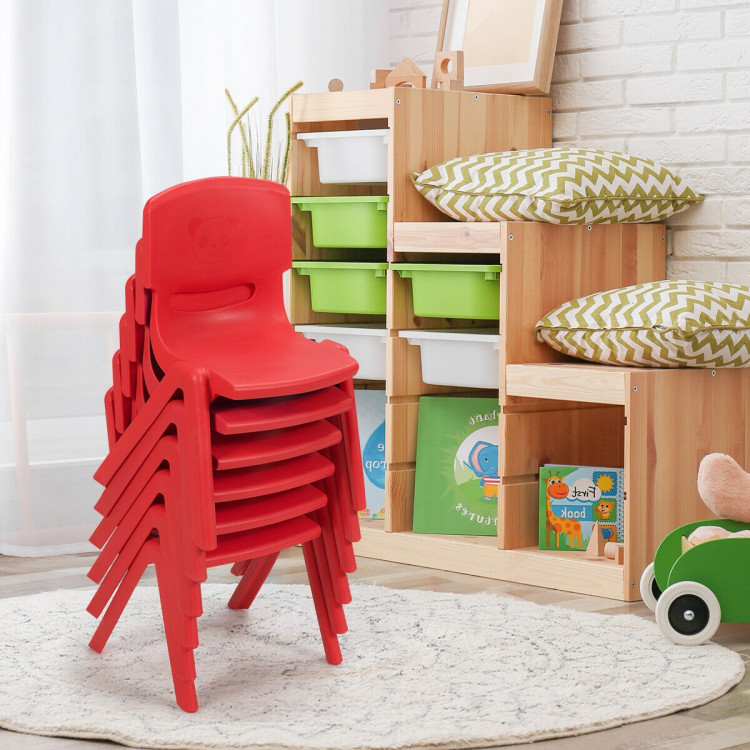 6-pack Kids Plastic Stackable Classroom Chairs-RedCostway Gallery View 7 of 12