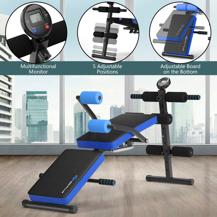 Adjustable Sit Up Bench with LCD Monitor-BlueCostway Gallery View 6 of 8