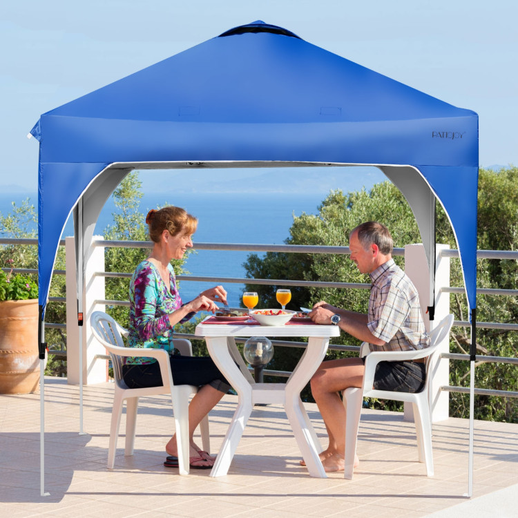 8 x 8 Feet Outdoor Pop Up Tent Canopy Camping Sun Shelter with Roller Bag-BlueCostway Gallery View 2 of 12
