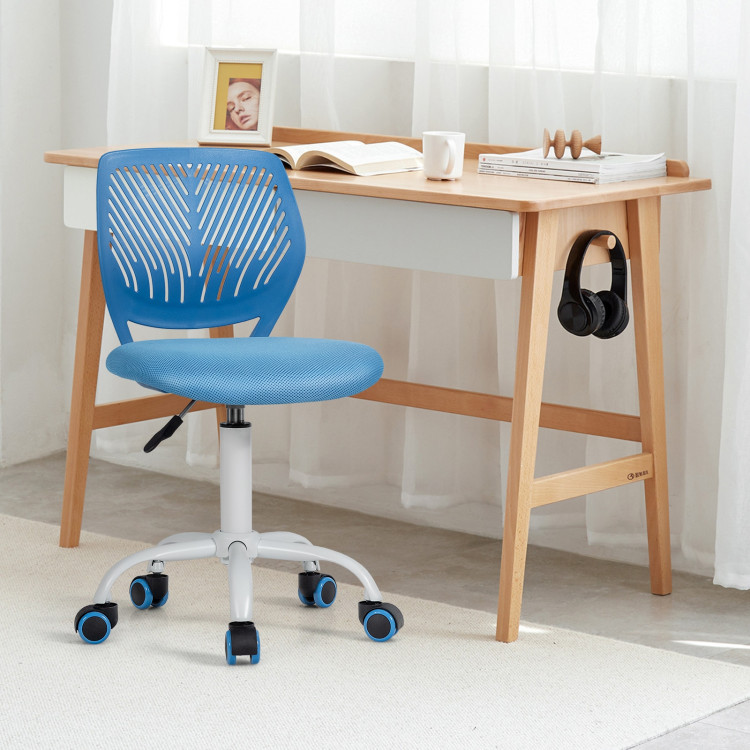 Adjustable Office Task Desk Armless Chair-BlueCostway Gallery View 1 of 20