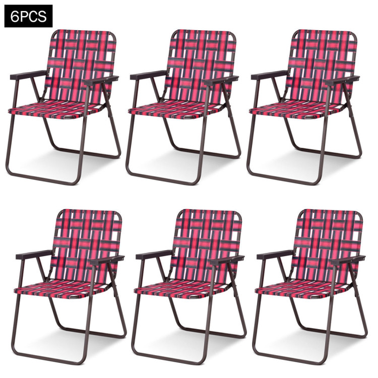 6 Pieces Folding Beach Chair Camping Lawn Webbing Chair-RedCostway Gallery View 12 of 14