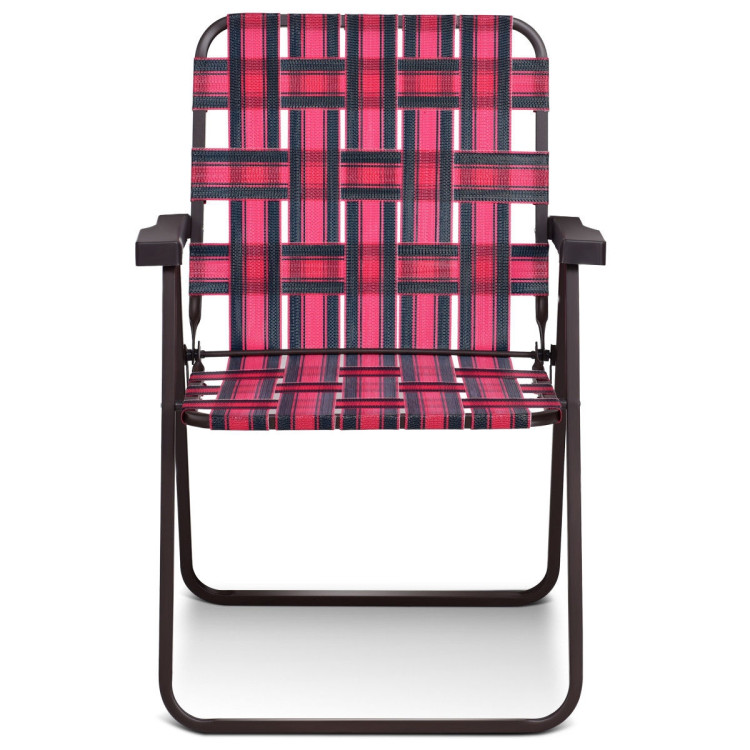 Bule Giantex 6 PCS Folding Beach Chair Portable Camping Steel Frame Lightweight Support 265 Lbs Lawn Webbing Chair 