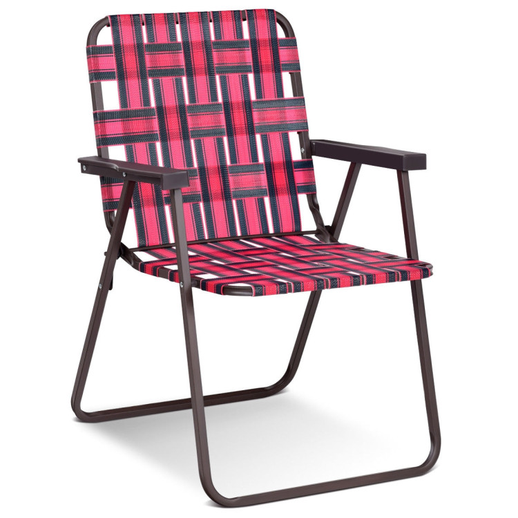 6 Pieces Folding Beach Chair Camping Lawn Webbing Chair-RedCostway Gallery View 3 of 14