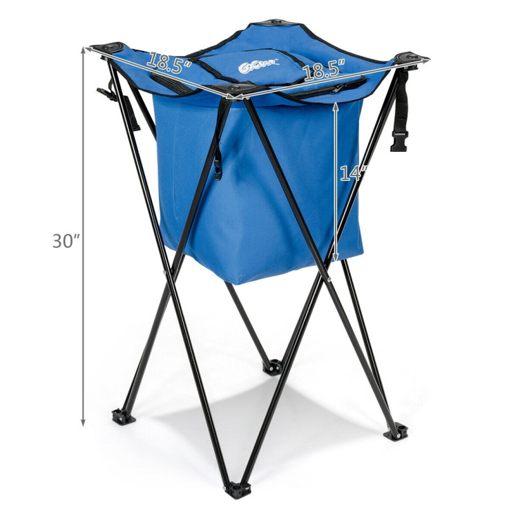 Portable Tub Cooler with Folding Stand and Carry Bag-BlueCostway Gallery View 9 of 10