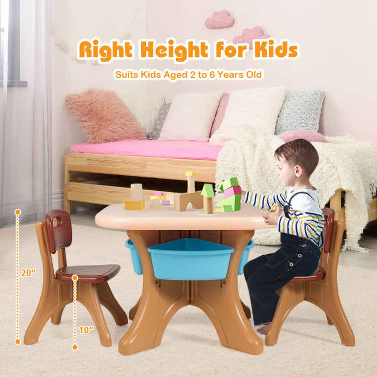 Children Kids Activity Table & Chair Set Play Furniture W/Storage-CoffeeCostway Gallery View 5 of 10