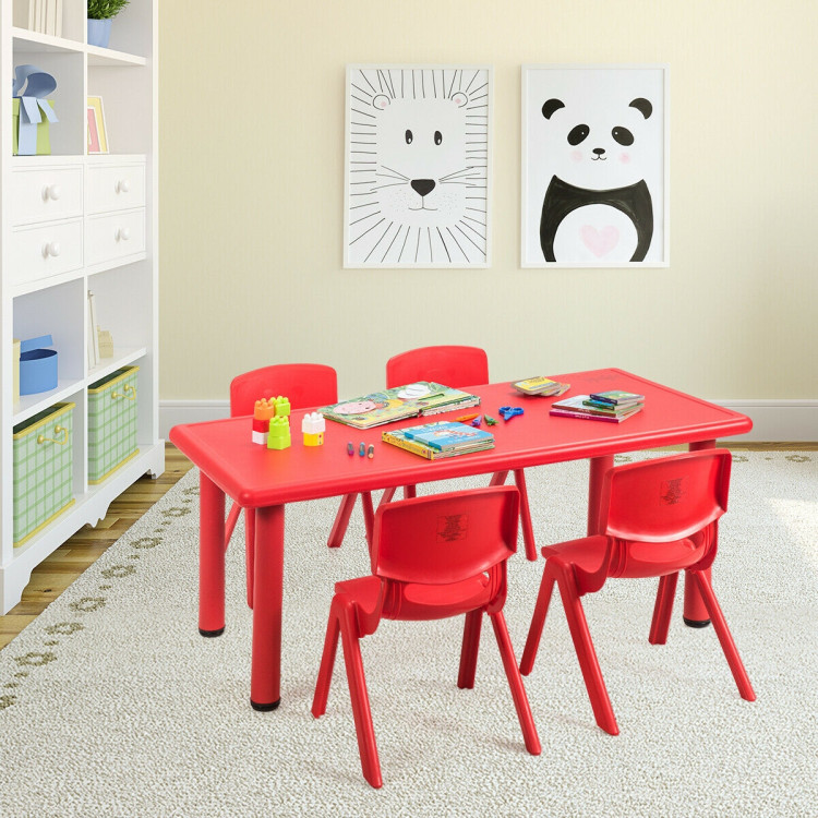 4-pack Kids Plastic Stackable Classroom Chairs-RedCostway Gallery View 2 of 12