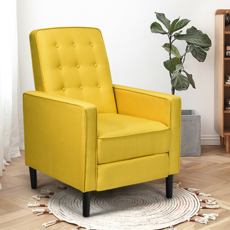 Mid-Century Push Back Recliner Chair -YellowCostway Gallery View 2 of 12