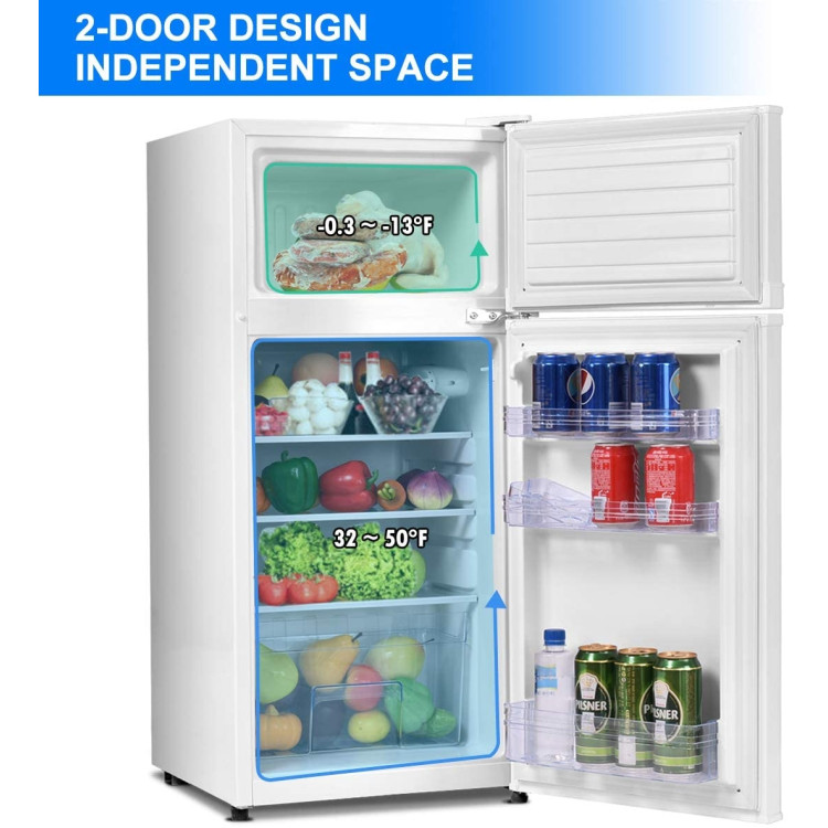 2 Doors Cold-rolled Sheet Compact Refrigerator-WhiteCostway Gallery View 10 of 12