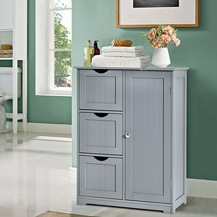Bathroom Floor Cabinet Side Storage Cabinet with 3 Drawers and 1 ...