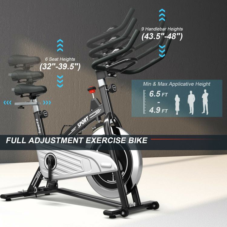 Indoor Exercise Cycling Bike with Heart Rate and MonitorCostway Gallery View 8 of 12
