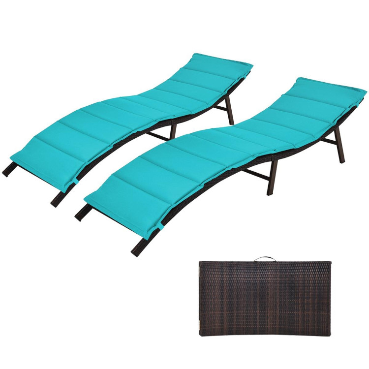 2 Pieces Folding Patio Lounger Chair - Gallery View 6 of 13