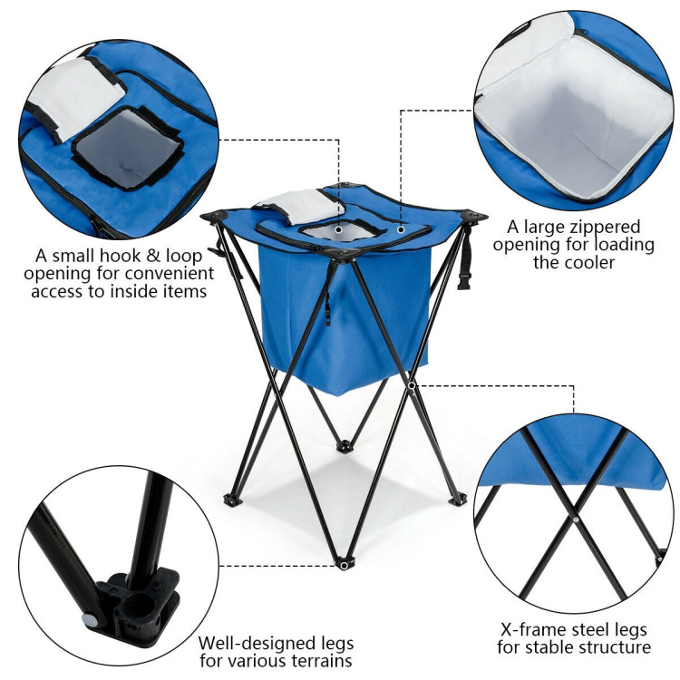 Portable Tub Cooler with Folding Stand and Carry Bag-BlueCostway Gallery View 8 of 10