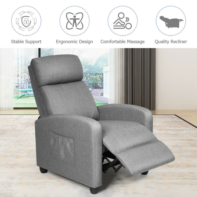 Recliner Sofa Wingback Chair with Massage Function-GrayCostway Gallery View 6 of 12