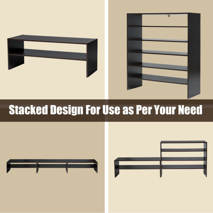 3 Pieces 31-Inch Stackable Multi-Shape Shoe Rack-BrownCostway Gallery View 12 of 13